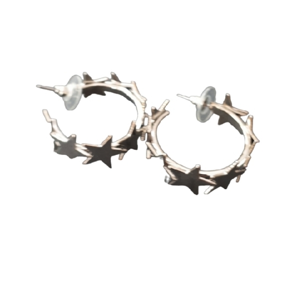 Star hoop earrings - Picture 3 of 4
